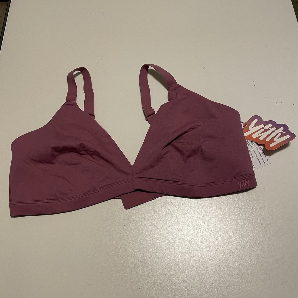 YITTY Soft Snug Cotton Supportive Triangle Bralette Plum 5X , NWT